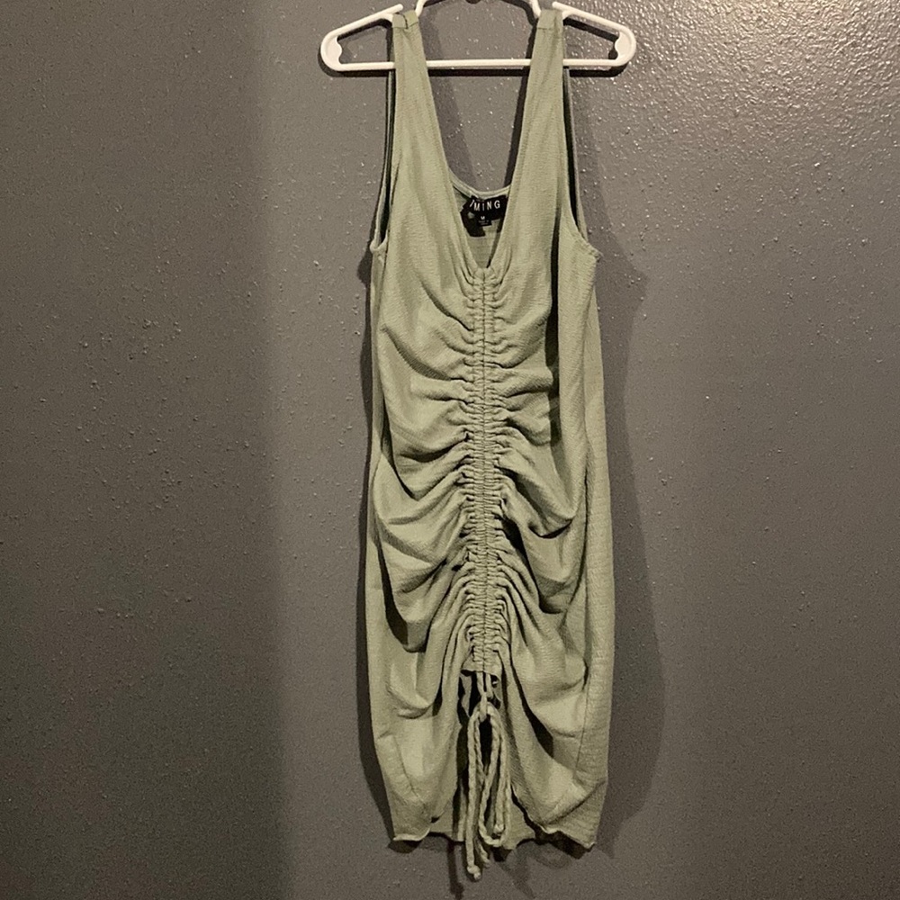 M, pastel green color dress.
